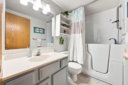 Bathroom with walk-in soaker tub