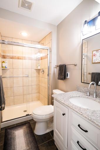Lower level 3rd Bath with tile shower and heated floors