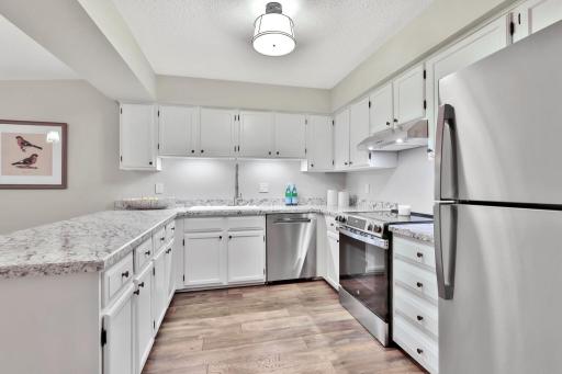 Kitchen with new stainless steel appliances