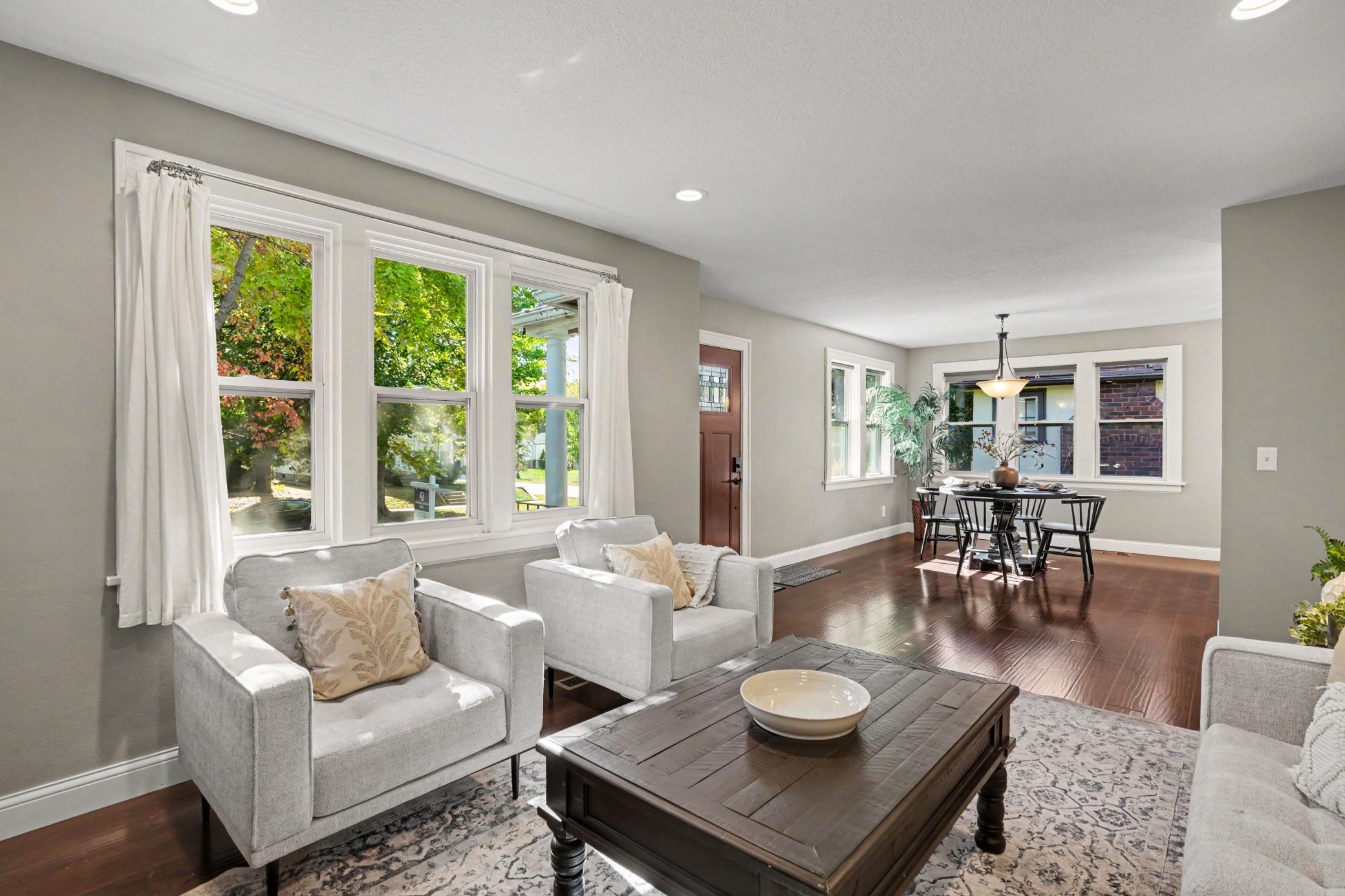 Living room into dining room