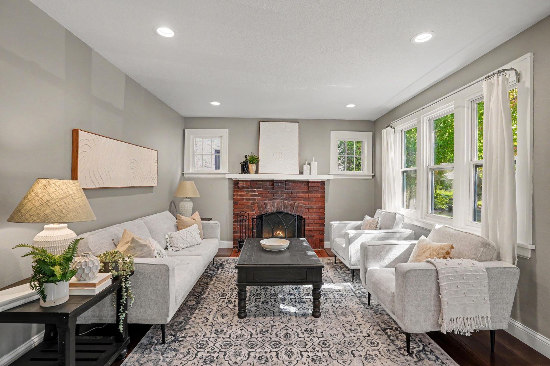 Living room with fireplace