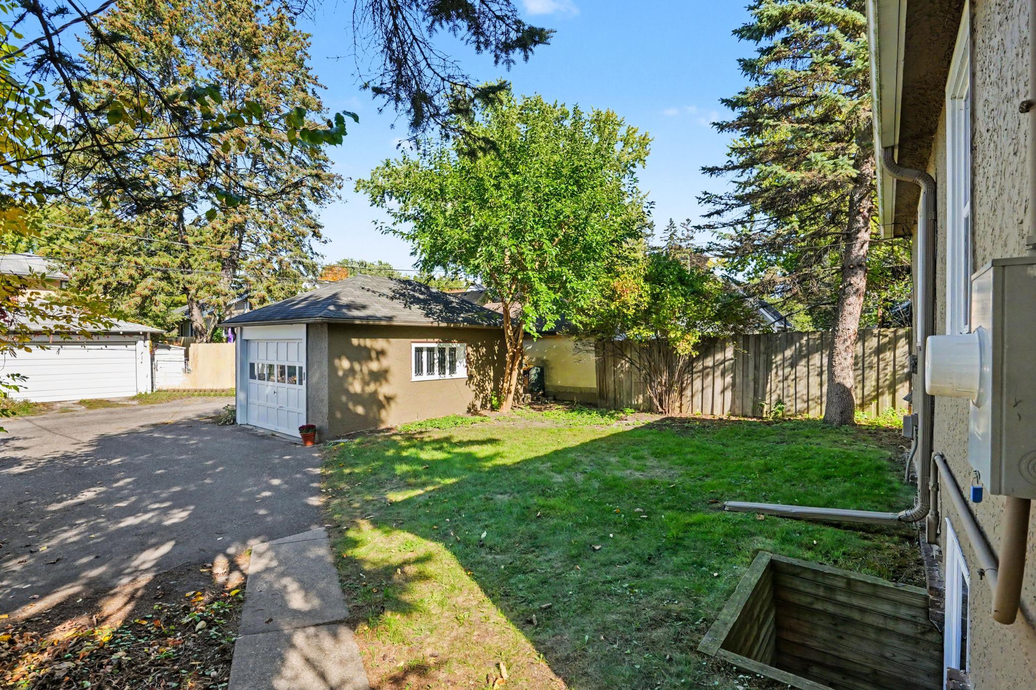 From the back sidewalk to the garage