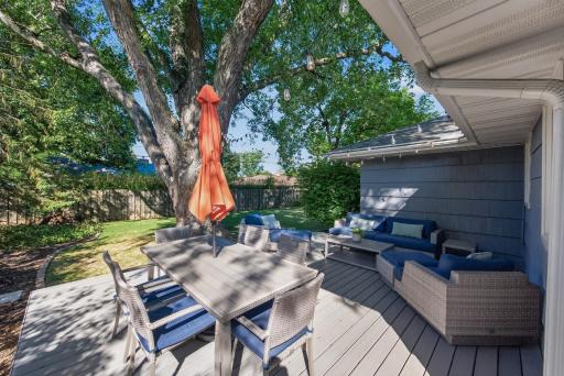 Newer low maintenance deck just off the kitchen