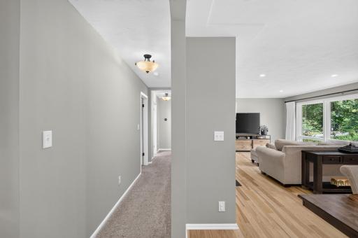 Hallway to 3 bedrooms on one level