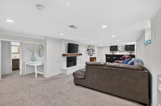 Cozy family room with a gas fireplace