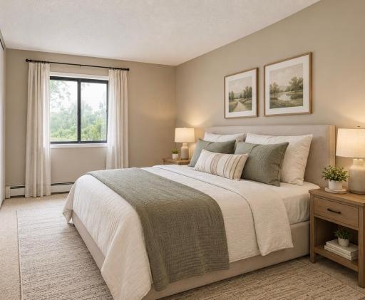 South facing secondary bedroom. This photo has been virtually staged.