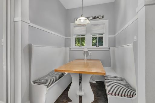 Inviting built-in dining nook tucked into the kitchenâperfect for casual meals, morning coffee, and everyday gatherings.