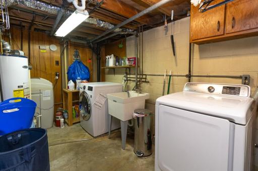 Lower level laundry with washer and dryer