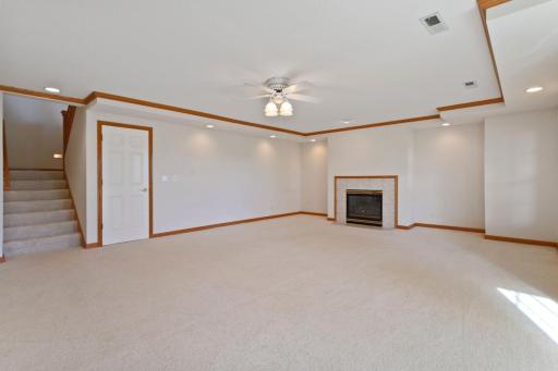 Lower level family room with 2nd gas fireplace