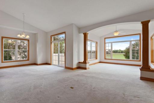 Living and Dining with soaring vaults