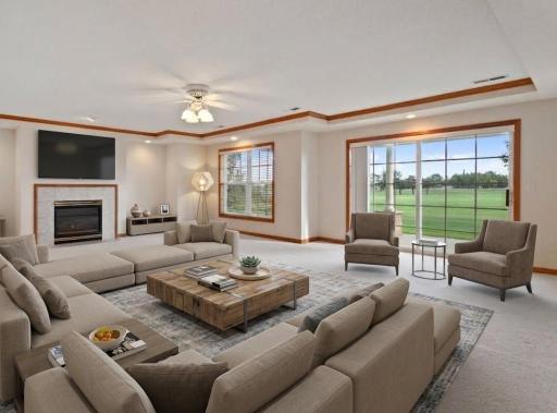 Virtually staged familyroom