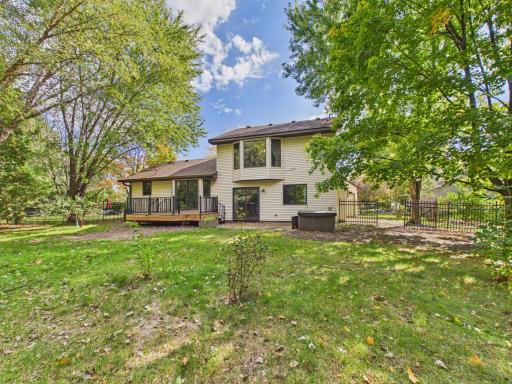 A look at the homeâs backyard-facing exterior and private outdoor space.