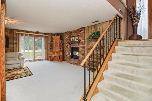 Lower level family room with gas fire place