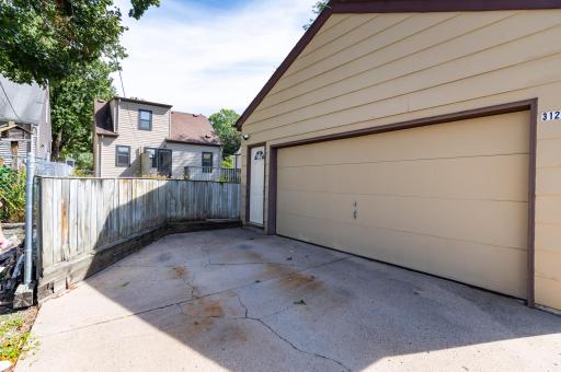 View of garage and home from the back alley,
