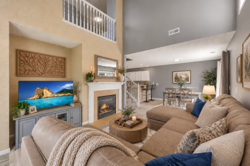 Open and Inviting Living Room with tons of natural light. Virtual Accessories