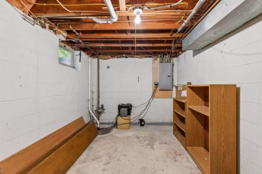 Unfinished storage with sump and battery backup
