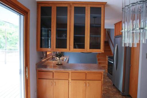 Gorgeous open view cabinets facing dining room