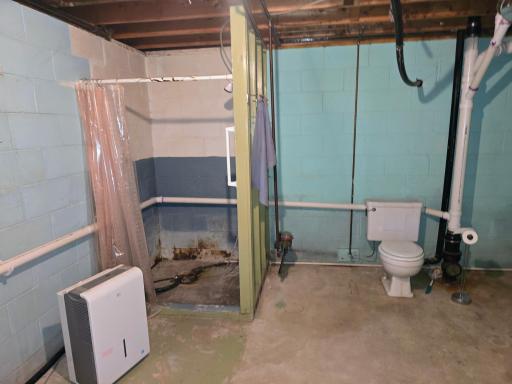 Shower and toilet in the basement