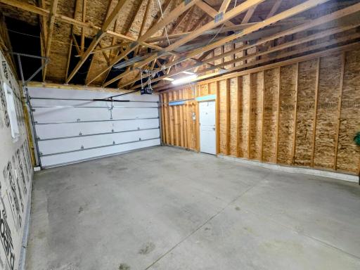 Double garage interior showing north wall.