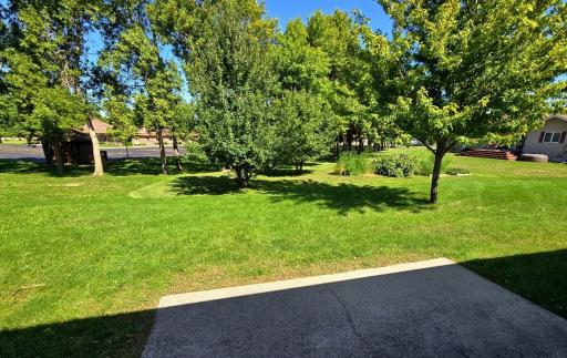 Enjoy the peacefulness of backyard. It faces church yard, neighbors garden & apple tree.
