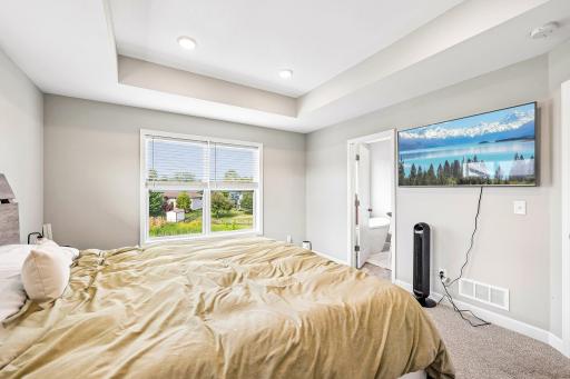 Primary bedroom with ensuite bathroom and walk-in closet