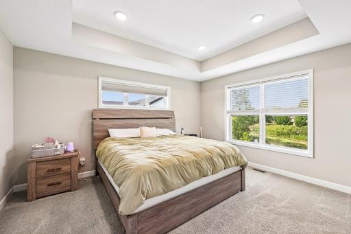Primary bedroom with ensuite bathroom and walk-in closet.