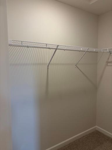 Walk-in closet with plenty of room for a dresser to keep your clothing organized.