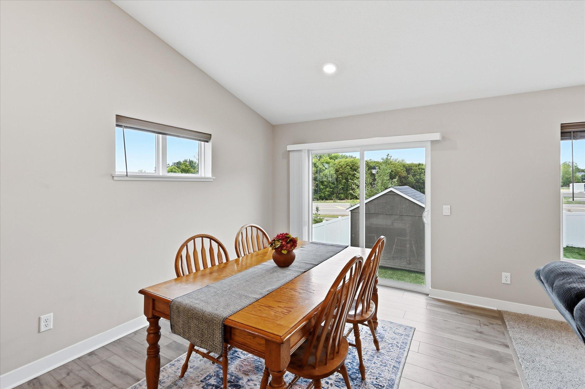 A bright dining space with plenty of room for everyday meals and special occasions.