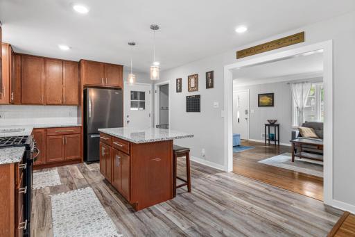 The wide threshold to the living room means your never cut off from any other happenings.
