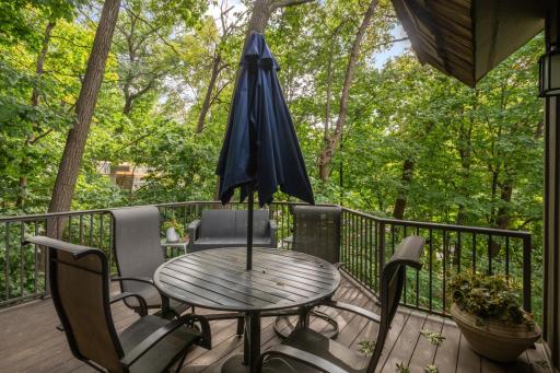 Private deck off the kitchen on main level