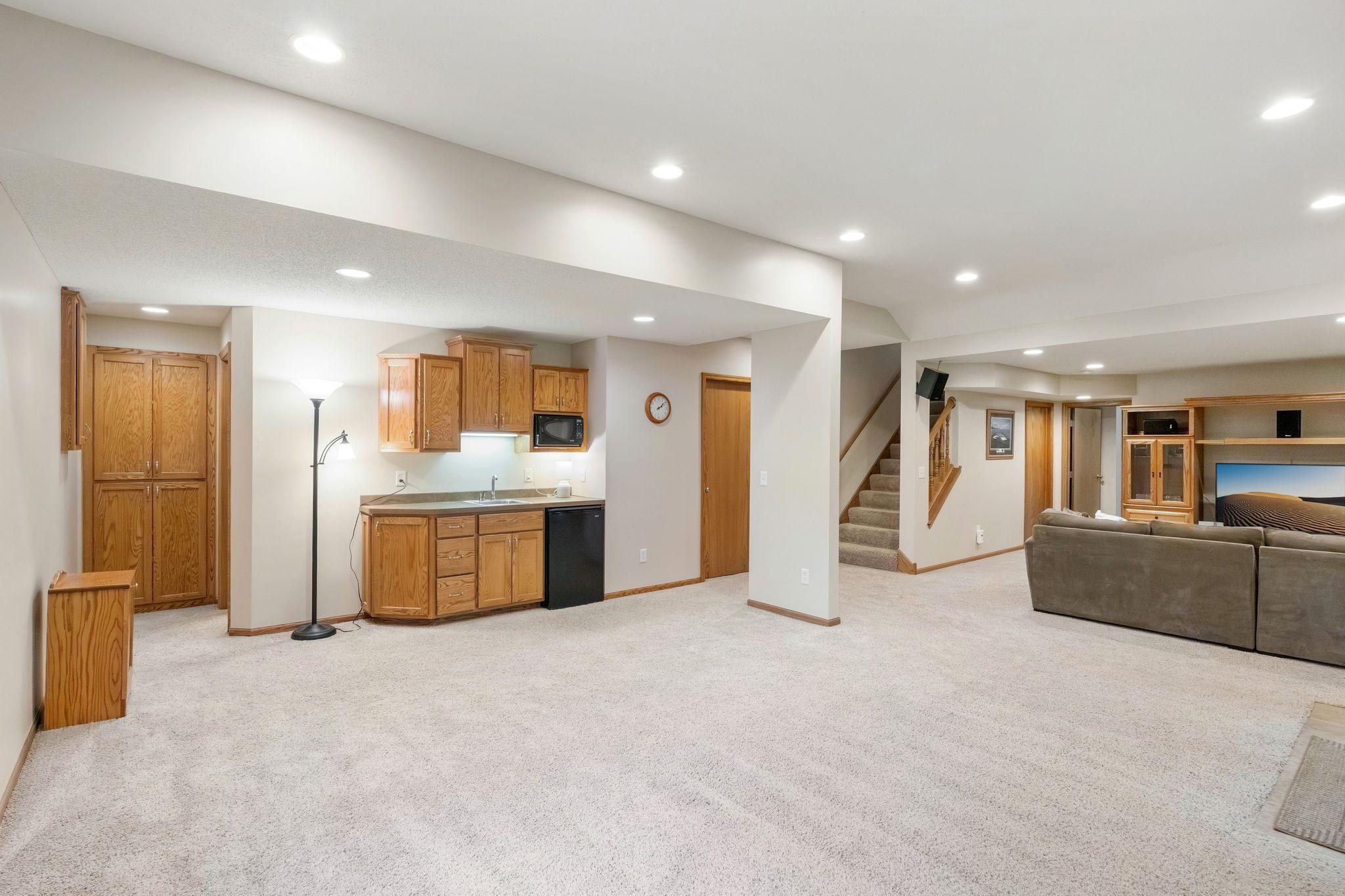 Expansive walkout lower level with wetbar