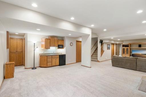 Expansive walkout lower level with wetbar