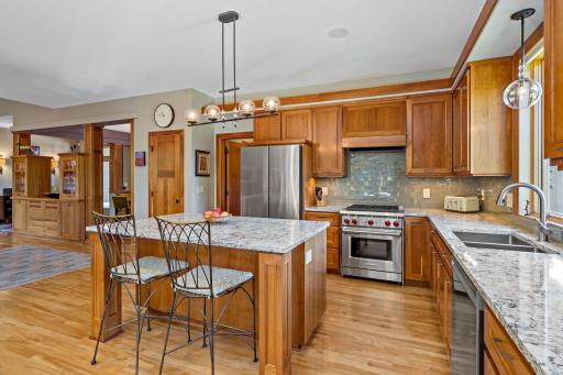 Upgraded kitchen appliances and lighting.