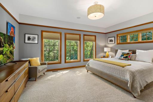 Large main floor master with upgraded carpet.