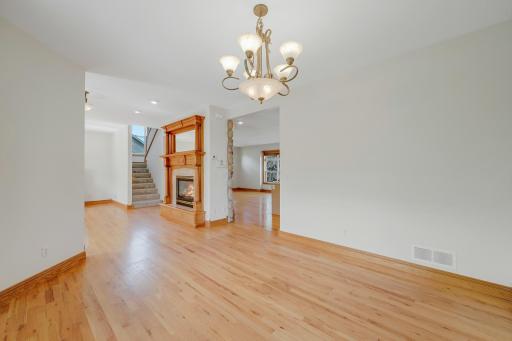 Formal dining room towards main floor fireplace