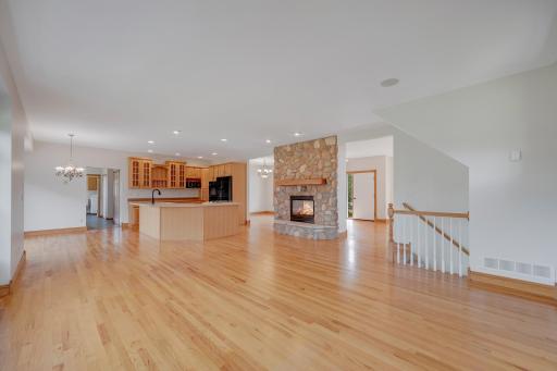 Main floor family room towards kitchen and front entry
