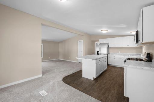 Large kitchen, plenty of storage and dining room option