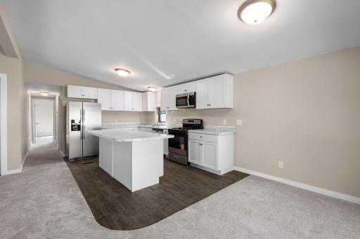 Large kitchen, plenty of storage and dining room option
