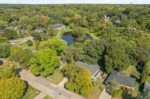 Arial of the home and pond