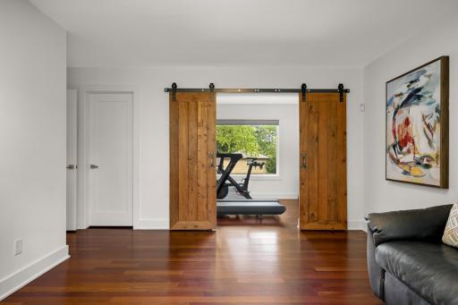 Big walk-in closet and barn doors to flex space