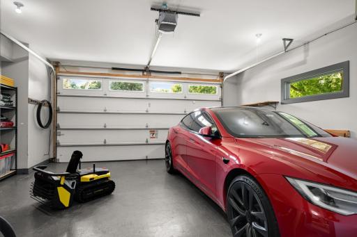 Finish heated double garage with EV charger & robotic snow blower