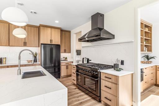 46" 8 burner professional grade range with dual ovens.