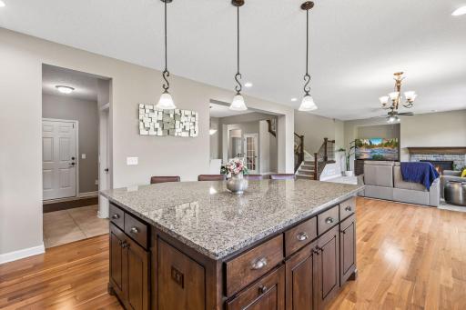 View towards the garage entrance, the pantry , the mudroom and the coat closet.