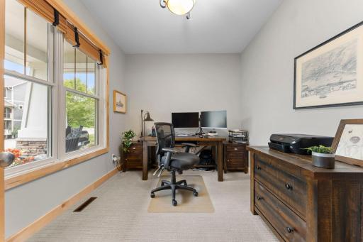 The bright and sunny office overlooks the front porch. 1137 Pioneer Trail, Bayport, MN