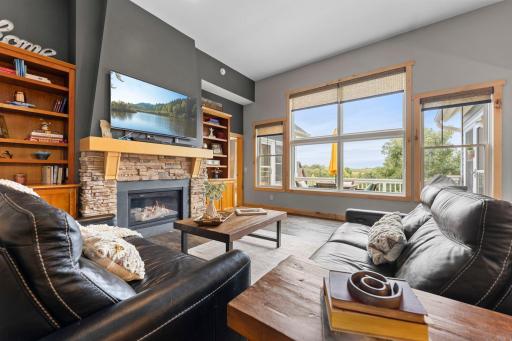 Gorgeous family room with a gas fireplace, built-ins and plenty of sunshine. 1137 Pioneer Trail, Bayport, MN