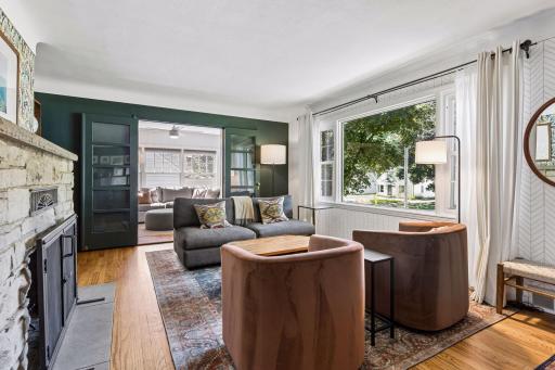 French doors lead from your living room to your light-filled sunroom