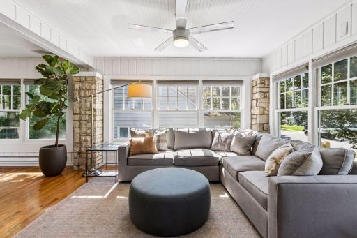 The sunroom is a wonderful gathering space