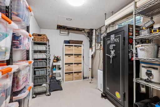 A locked storage room for your wine or other items needing security
