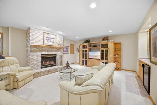 Family room has room for large seating area.