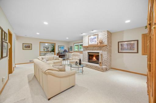 Family room flows into the bedroom that has french doors.